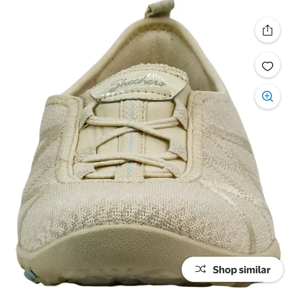Skechers Women's Breathe Easy-A Look Mary Jane Flats  in Beige - Picture 7 of 10